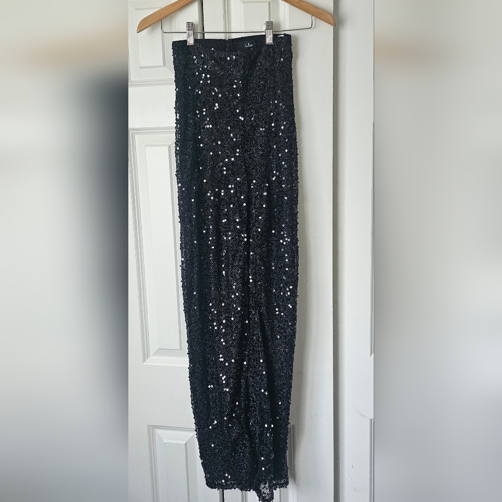 Lulus Sparkling Image Black Sequin Party Two-Piece Jumpsuit, Size S - Picture 4 of 16